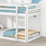 Merax Kids Wooden Bunk Bed with Canopy, White