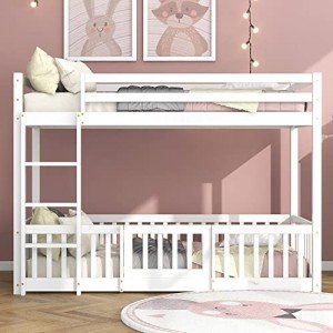 Merax Kids Bunk Bed with Safety Rails, White