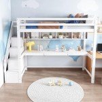 Wood House Bunk Bed with Storage Stairs for Kids