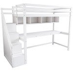 Kids' Wood House Bunk Bed with Desk & Storage