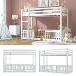 Merax Kids Bunk Bed with Safety Rails, White