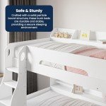 Kids' Double Wooden Bunk Bed with Shelves and Drawer