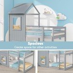 Grey Kids' Bunk Bed with Canopy and Ladder