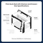 Kids' Double Wooden Bunk Bed with Shelves and Drawer