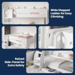 Kids' Double Wooden Bunk Bed with Shelves and Drawer