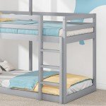 Grey Kids' Bunk Bed with Canopy and Ladder