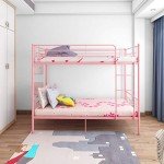 Modern Twin Over Twin Metal Bunk Bed (Pink)