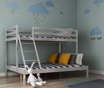 Gray Triple Bunk Bed with Ladder and Single/Double Design
