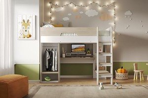 Coco High Sleeper Bed with Desk and Wardrobe