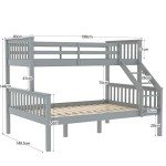 Grey Solid Pine Triple Bunk Bed for Kids