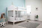 White Wooden Bunk Bed with Safety Guardrails