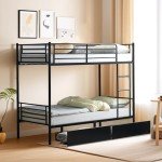 Bonnlo Metal Twin Bunk Bed with Ladder and Drawer