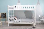 White Wooden Bunk Bed with Safety Guardrails