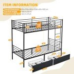 Bonnlo Metal Twin Bunk Bed with Ladder and Drawer