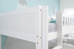 White Wooden Bunk Bed with Safety Guardrails