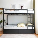 Bonnlo Metal Twin Bunk Bed with Ladder and Drawer