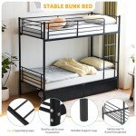 Bonnlo Metal Twin Bunk Bed with Ladder and Drawer
