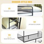 Bonnlo Metal Twin Bunk Bed with Ladder and Drawer