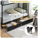 Bonnlo Metal Twin Bunk Bed with Ladder and Drawer