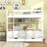 Wooden Bunk Bed with Storage Drawer and Shelf