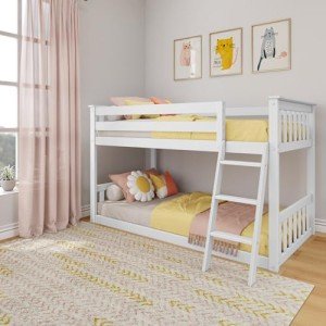 Max & Lily Low Bunk Bed for Kids - White