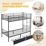 Bonnlo Metal Twin Bunk Bed with Ladder and Drawer