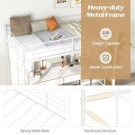 Metal Bunk Bed with Safety Rails and Ladders