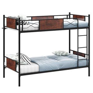 Space-Saving Metal Bunk Bed with Ladder and Guardrail