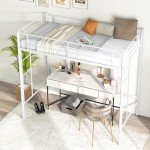 Metal Bunk Bed with Safety Rails and Ladders