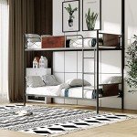 Space-Saving Metal Bunk Bed with Ladder and Guardrail