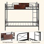 Space-Saving Metal Bunk Bed with Ladder and Guardrail