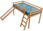 Kids' Solid Pine Mid Sleeper Bunk Bed with Slide