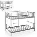Metal Twin Bunk Bed with Ladder and Guardrails