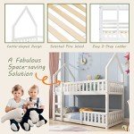 White Twin Bunk Bed with Ladder and Castle Design