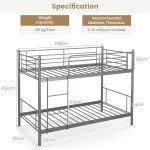 Metal Twin Bunk Bed with Ladder and Guardrails