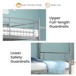 Metal Twin Bunk Bed with Ladder and Guardrails