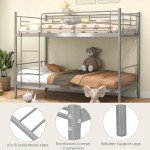 Metal Twin Bunk Bed with Ladder and Guardrails