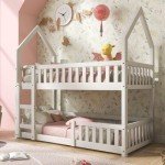 White Twin Bunk Bed with Ladder for Kids