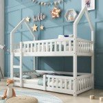 White Twin Bunk Bed with Ladder for Kids