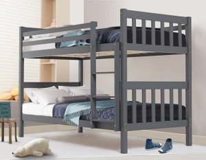 Dark Grey Double Bunk Bed for Kids & Adults