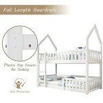 White Twin Bunk Bed with Ladder and Castle Design