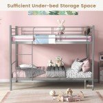 Metal Twin Bunk Bed with Ladder and Guardrails