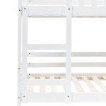 White Twin Bunk Bed with Ladder and Castle Design