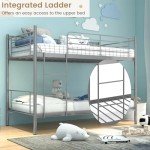 Metal Twin Bunk Bed with Ladder and Guardrails