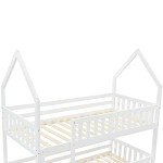 White Twin Bunk Bed with Ladder and Castle Design