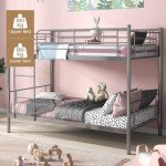 Metal Twin Bunk Bed with Ladder and Guardrails