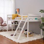 Panana Wooden Mid Sleeper Bunk Bed Frame - White