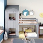 Gray Treehouse Bunk Bed for Kids
