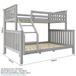 Blisswood Triple Bunk Bed In Grey Solid Pine