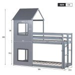 Gray Treehouse Bunk Bed for Kids
